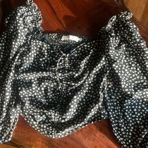 Astr the label puff sleeve top, long sleeve , long crop adjustable